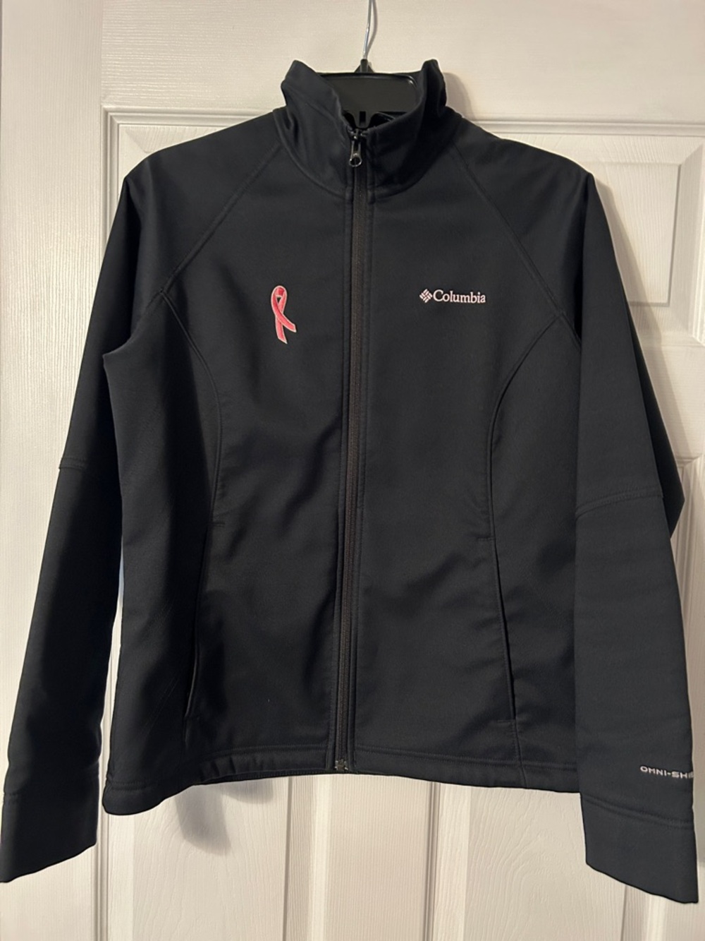 Columbia Black Full-Zip Utility Jacket with Pink Ribbon Accent